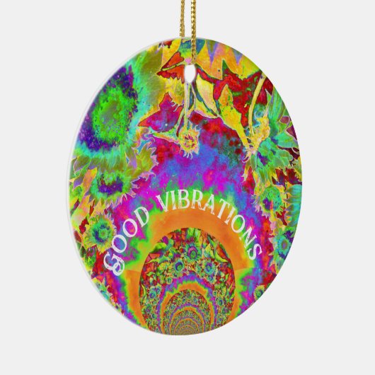 Abstracte zonnebloemen | funky retro bloemen keramisch ornament (Rechts)