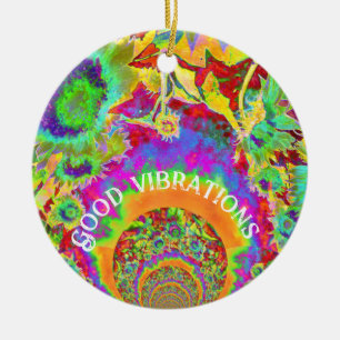 Abstracte zonnebloemen   funky retro bloemen keramisch ornament