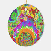 Abstracte zonnebloemen | funky retro bloemen keramisch ornament (Links)