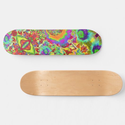 Abstracte zonnebloemen | funky retro bloemen persoonlijk skateboard (Horizontaal)