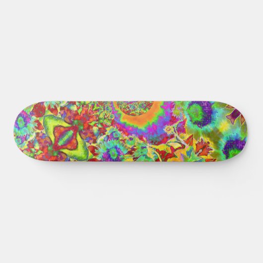 Abstracte zonnebloemen | funky retro bloemen persoonlijk skateboard (Horizontaal)