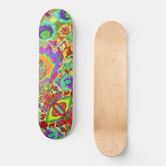 Abstracte zonnebloemen | funky retro bloemen persoonlijk skateboard (Voorkant)