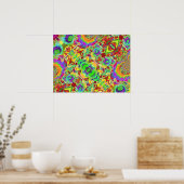 Abstracte zonnebloemen | funky retro bloemen poster (Keuken)