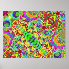 Abstracte zonnebloemen | funky retro bloemen poster