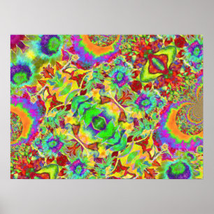 Abstracte zonnebloemen   funky retro bloemen poster
