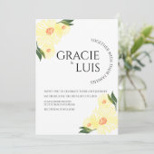 Abstracte zonnebloemen Groenery Floral Wedding Kaart (Staand voorkant)