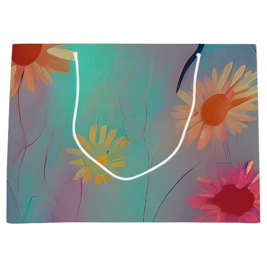 Abstracte zonnebloemen groot cadeauzakje (Voorkant)