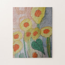Abstracte zonnebloemen Jigzaag Puzzle Legpuzzel