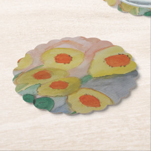 Abstracte zonnebloemen kartonnen onderzetters