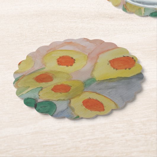 Abstracte zonnebloemen kartonnen onderzetters (Gekanteld)