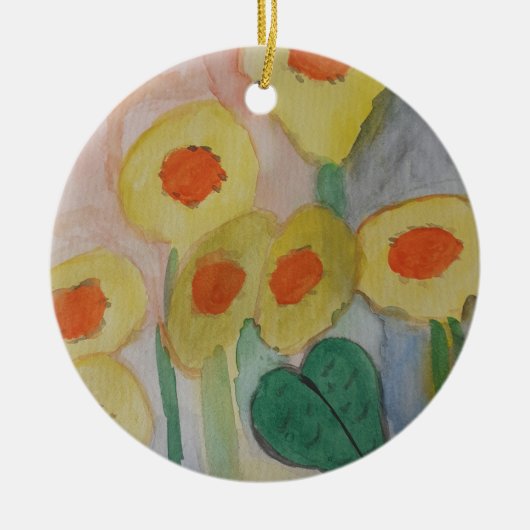 Abstracte zonnebloemen Keramisch Ornament (Voorkant)