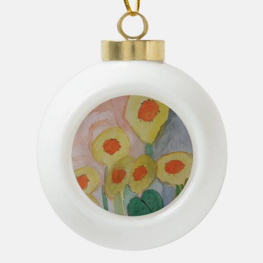 Abstracte zonnebloemen keramische bal ornament (Voorkant)