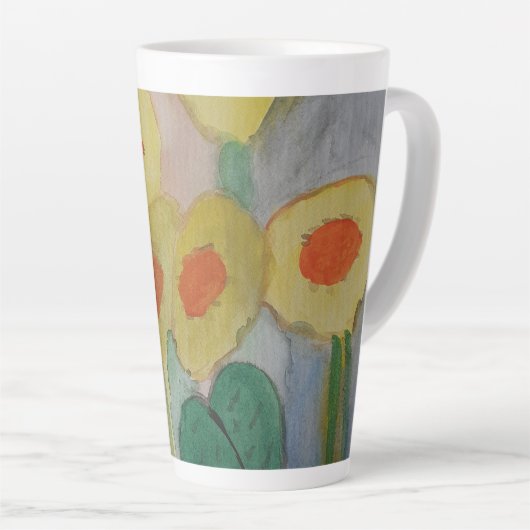 Abstracte zonnebloemen latte mok (Rechterhoek)