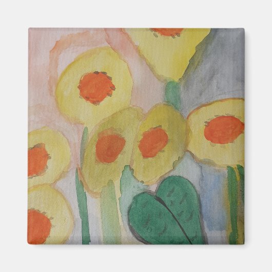 Abstracte zonnebloemen Magnet (Voorkant)