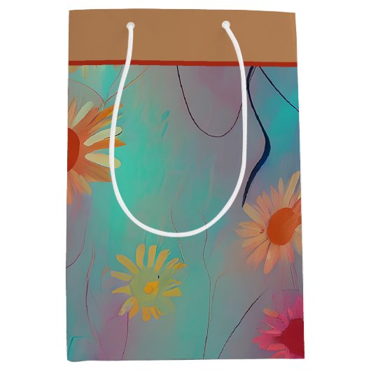 Abstracte zonnebloemen, middelbare cadeautas (Voorkant)
