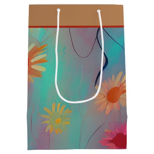 Abstracte zonnebloemen, middelbare cadeautas (Achterkant)