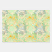 Abstracte Zonnebloemen op Lichtgroene Decoupage Ti Inpakpapier Vel (Voorkant)