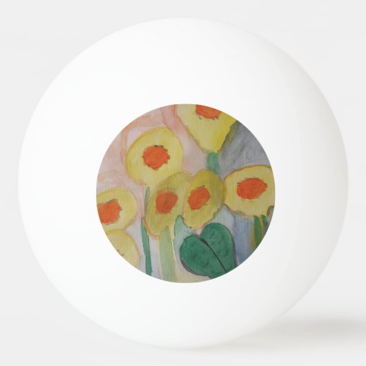 Abstracte zonnebloemen pingpongbal (Voorkant)