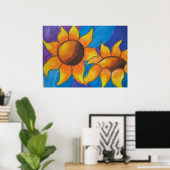 Abstracte zonnebloemen poster (Thuiskantoor)
