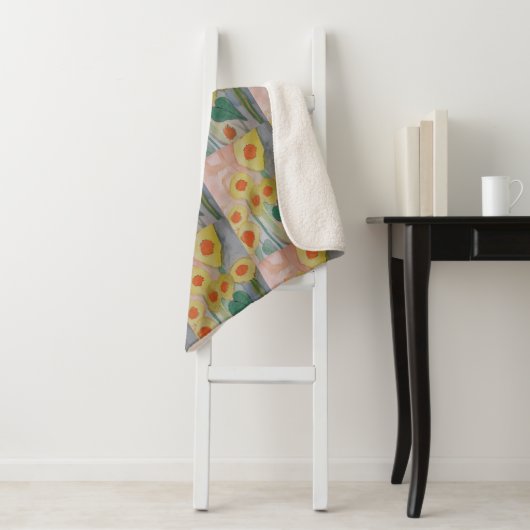 Abstracte zonnebloemen Sherpa Blanket Deken (In situ)
