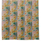 Abstracte zonnebloemen — Showgordijn Douchegordijn (Voorkant)