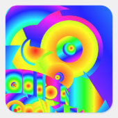 Abstracte zonnebloemen vierkante sticker (Voorkant)