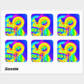Abstracte zonnebloemen vierkante sticker (Vel)