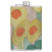 Abstracte zonnebloemen Vinyl Wrapped Kolf Heupfles (Voorkant)