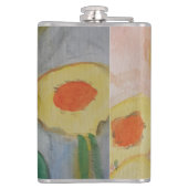 Abstracte zonnebloemen Vinyl Wrapped Kolf Heupfles (Achterkant)