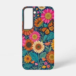 Abstracte zonnebloemen vlinder Samsung hoesjes Galaxy Hoesje