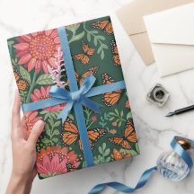 Abstracte Zonnebloemen Vlinders Inpakpapier
