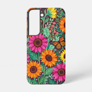 Abstracte zonnebloemen vlinders Samsung hoesjes Galaxy Hoesje