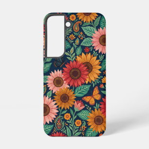 Abstracte zonnebloemen vlinders Samsung hoesjes Galaxy Hoesje