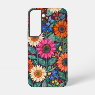 Abstracte zonnebloemen vlinders Samsung hoesjes Galaxy Hoesje