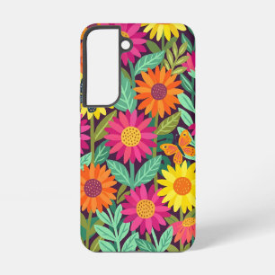Abstracte zonnebloemen & vlinders Samsung hoesjes Galaxy Hoesje