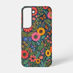 Abstracte zonnebloemen vlinders Samsung hoesjes Galaxy Hoesje