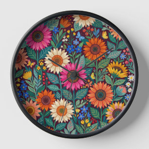 Abstracte zonnebloemen vlinders volkskunst klokken