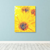 Abstracte Zonnebloemen, Zonnebloem, Bloemen, Zonne Canvas Afdruk (Insitu (Houten vloer))
