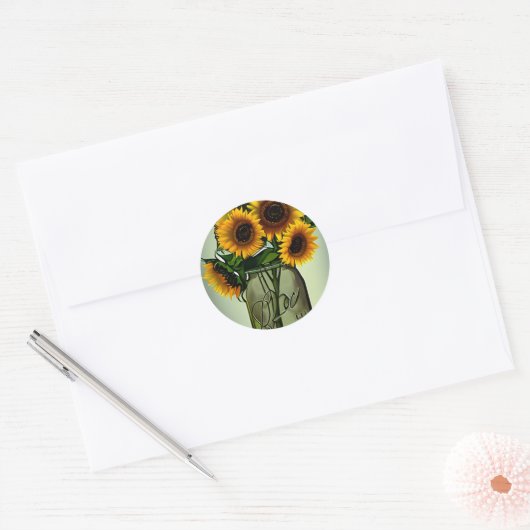 Abstracte Zonnebloemkunst Ronde Sticker (Envelop)