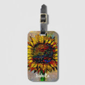 Abstracte zonnebloempitten Bagagelabel (Voorkant (verticaal))