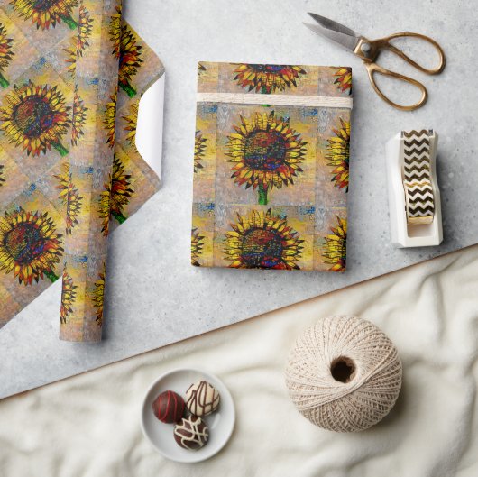  Abstracte zonnebloempitten Cadeaupapier (Crafts)