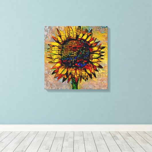 Abstracte zonnebloempitten Canvas Afdruk (Insitu (Houten vloer))