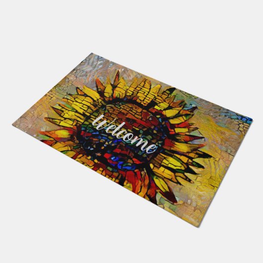  Abstracte zonnebloempitten Deurmat (Schuin)