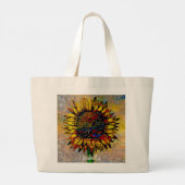 Abstracte zonnebloempitten Grote Tote Bag (Achterkant)