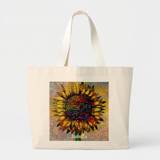 Abstracte zonnebloempitten Grote Tote Bag (Voorkant)