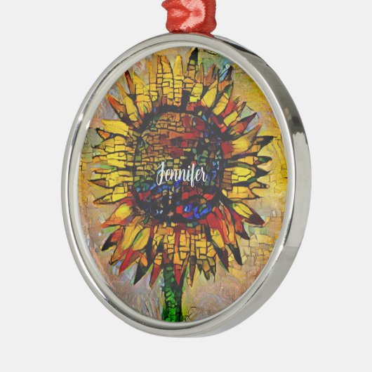  Abstracte zonnebloempitten Metalen Ornament (Links)