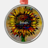  Abstracte zonnebloempitten Metalen Ornament (Voorkant)