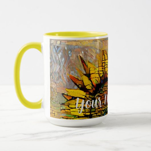 Abstracte zonnebloempitten Mok (Links)