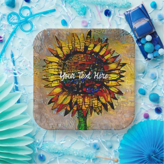  Abstracte zonnebloempitten Papieren Bordje (Feest)