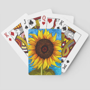 Abstracte zonnebloempitten pokerkaarten